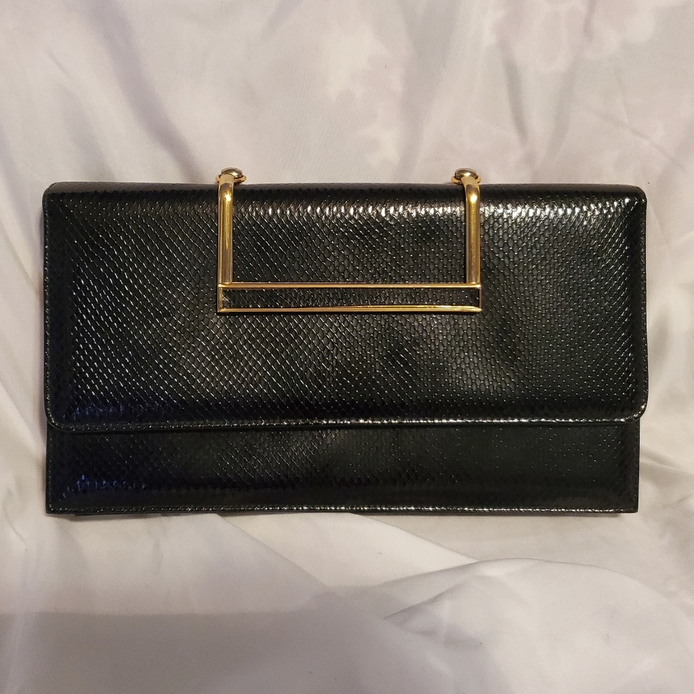 NWOT Vintage Ande Leather Snakeskin Patterned Clutch